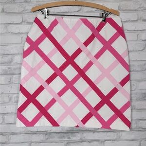 ABR New York White Pink Stripe Pencil Skirt
